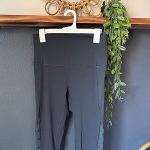 Lululemon Cropped Dark Grey High-Waisted Leggings with Mesh Details